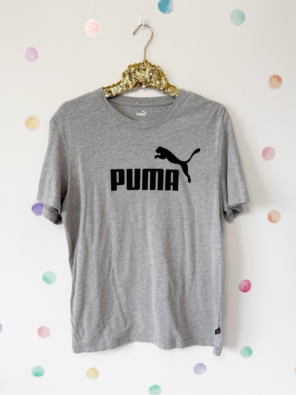 Puma Gray Short Sleeve Tee with Black Logo